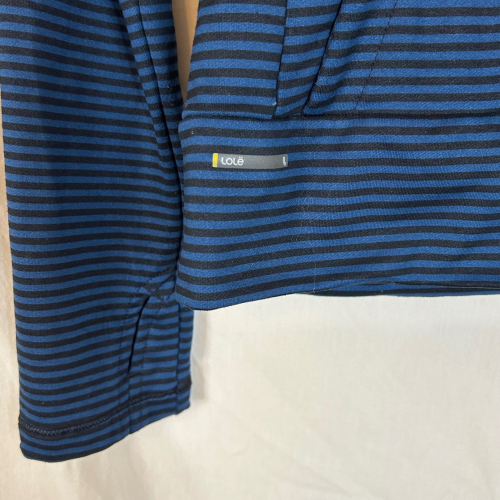 Lole Women's Striped Cowl Neck Thumb Hole Pullover Hoodie Athleisure Top - Picture 3 of 14